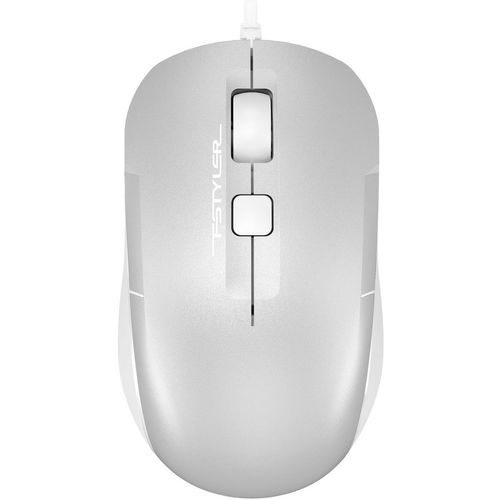 Мышь проводная A4TECH Fstyler FM26, оптическая, USB, 1600dpi, серебристый и белый [fm26 usb (icy white)]