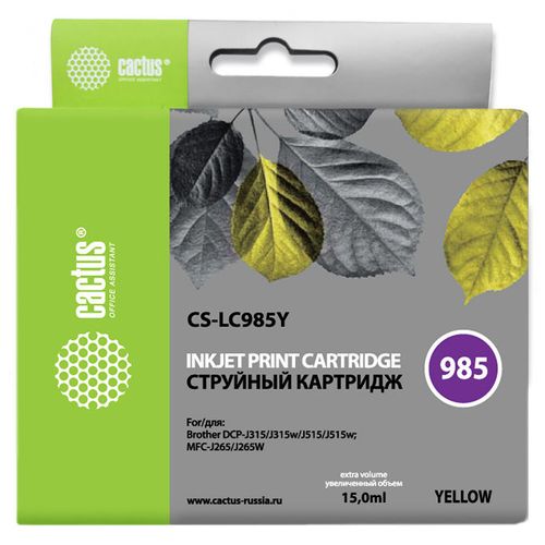 Картридж Cactus CS-LC985Y, желтый / CS-LC985Y