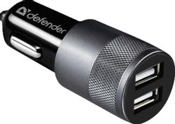 Изображение товара Автомобильное зарядное устройство Defender UCA-21 2USB,  2xUSB-A,  10.5Вт, 1.1A, черный [83821]