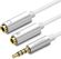 Изображение товара Кабель аудио UGREEN AV141,  Jack 3.5 (m) -  2xJack 3.5 (f),  0.2м, белый [10789]