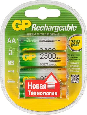 AA Аккумуляторная батарейка GP 230AAHC,  4 шт. 2300мAч