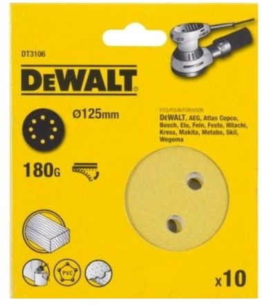Круг шлифовальный 10 шт. DeWALT DT3106-QZ, 125мм, по дереву