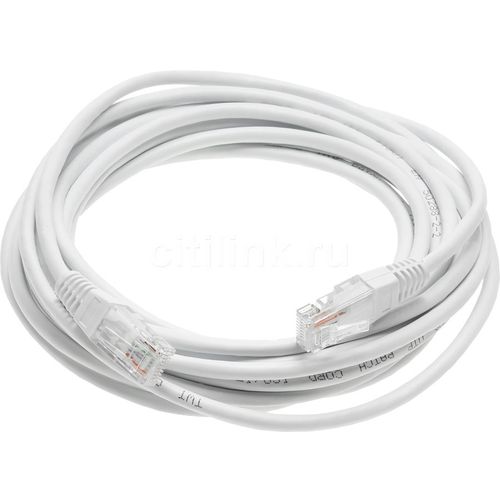Патч-корд LanMaster вилка RJ-45, вилка RJ-45, кат.5E, ПВХ, 5м, белый [twt-45-45-5.0-wh]