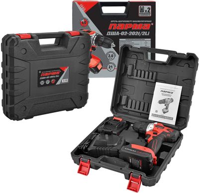 Дрель-шуруповерт ПАРМА ДША-02-2021/2Li, 2Ач, с двумя аккумуляторами [02 ...