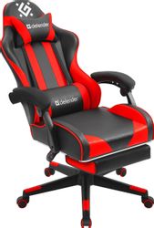 Кресло игровое Defender Rock, экокожа, до 120кг, черный/красный
