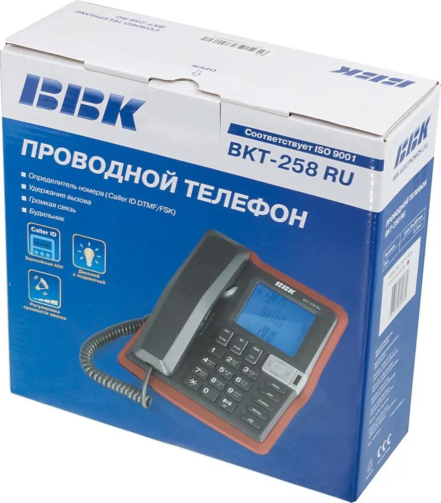 Характеристики Проводной телефон BBK BKT-258 RU, черный и красный (622993)  смотреть в СИТИЛИНК