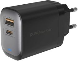 Изображение товара Сетевое зарядное устройство PERO ТС29 45 Вт с двумя портами USB-A и USB-C