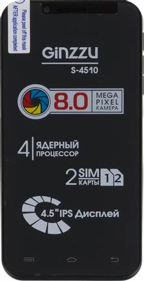 Смартфон Ginzzu S4510 черный – купить в Ситилинк | 980277