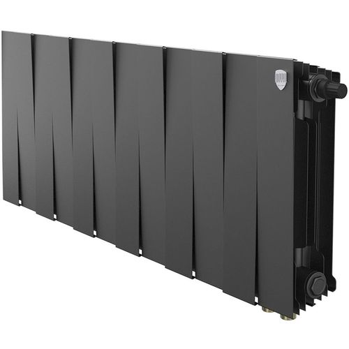 Радиатор биметаллический ROYAL THERMO Pianoforte 300 VR80, 12 секций, нижнее правое подключение, черный
