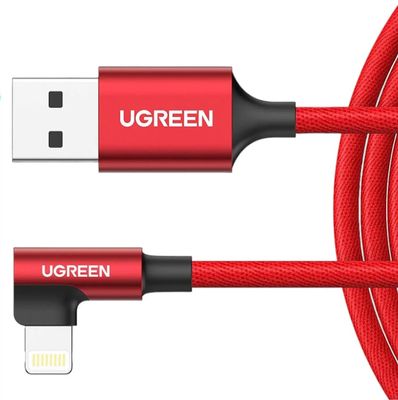 Кабель UGREEN US299,  Lightning (m) -  USB (m),  1м,  MFI,  в оплетке,  2.4A,  красный [60555]