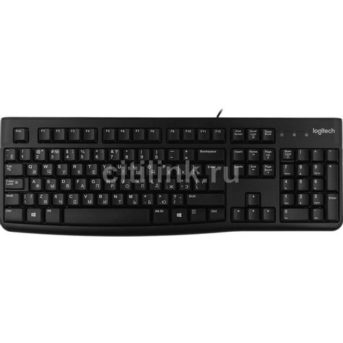 Клавиатура Logitech K120, проводная, USB, мембранная, заводское нанесение кириллицы, черный [920-002522]