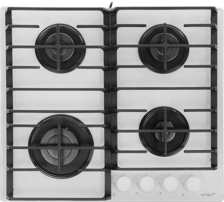 Газовая варочная панель Vitek VGH 6420 WG, 4 конфорки, закаленное стекло, белый