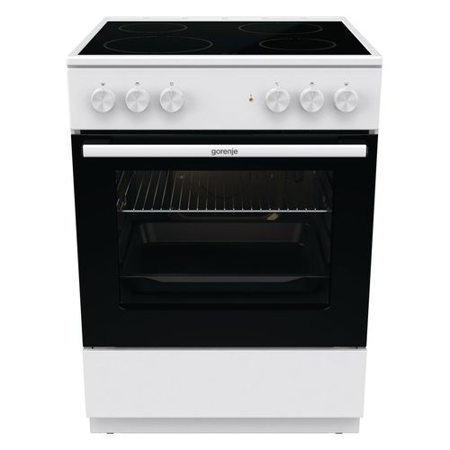 Электрическая плита Gorenje GEC6A11WG, стеклокерамика, без крышки, белый