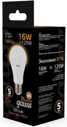Упаковка ламп LED GAUSS E27, шар, 16Вт, 10 шт.