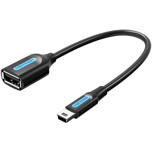 Переходник USB2.0 VENTION CCTBB, USB A(f) — mini USB B (m), круглое, 0.15м, черный