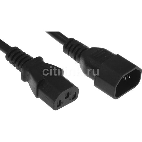 Кабель сетевой KINGPRICE KP-PC-C13-C14-1.5m, IEC C13 (прямой) - IEC C14 (прямой), 1.5м, черный