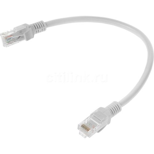 Патч-корд CABLEXPERT PP6U-0.25M литой (molded), UTP, кат.6, 0.25м, 4 пары, 24AWG, алюминий омедненный, многожильный, серый