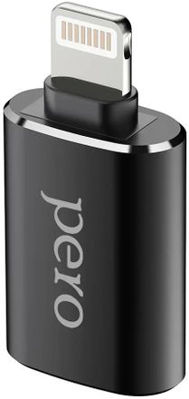 Адаптер OTG PERO AD02,  Lightning (m) -  USB (f),  0.032м,  черный