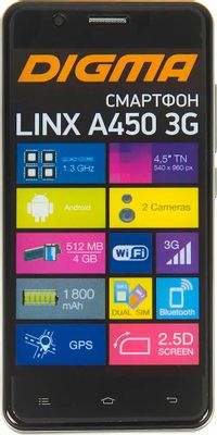 Смартфон Digma A450 3G LINX, черный – купить в Ситилинк | 428985