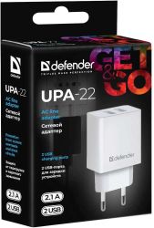 Сетевое зарядное устройство Defender UPA-22, белый
