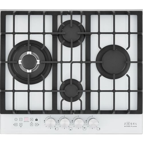 Газовая варочная панель ZUGEL ZGH600W, 4 конфорки, закаленное стекло, белый