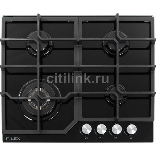 Газовая варочная панель LEX GVG 640-1 BL, 4 конфорки, закаленное стекло, черный
