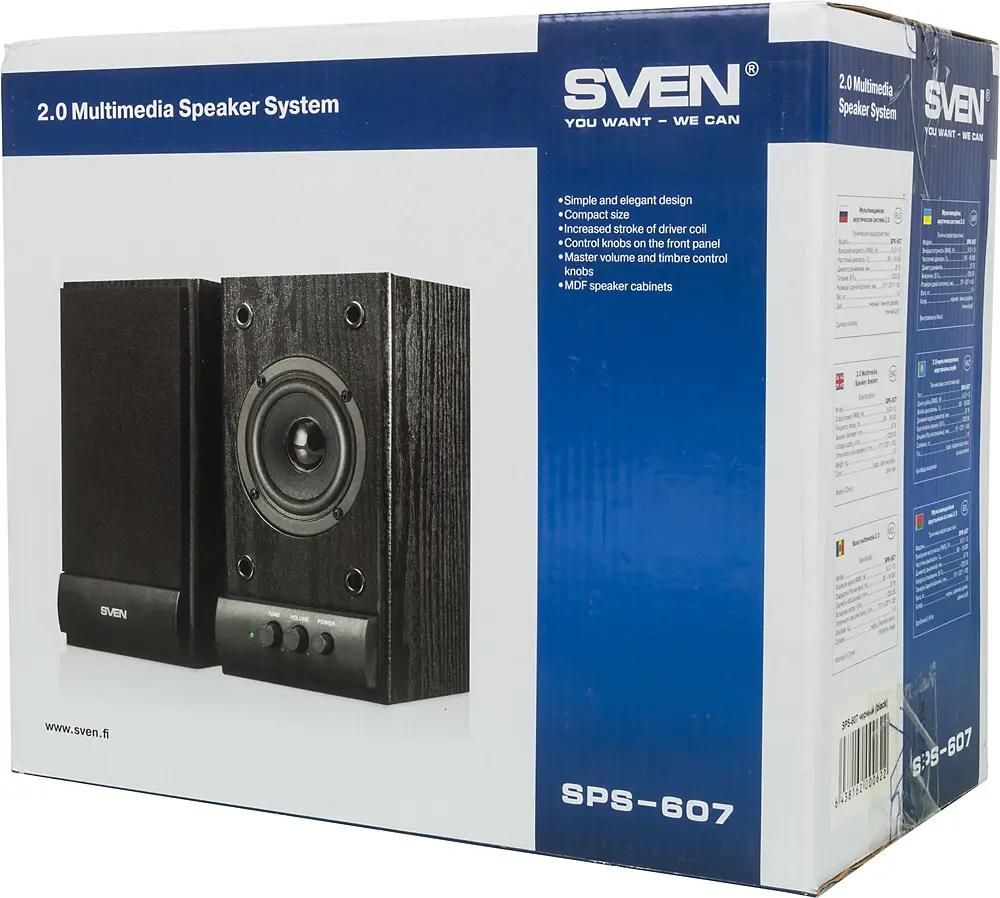 Обзор товара колонки Sven SPS-607, 2.0, черный [sv-0120607bl] (553701) в  интернет-магазине СИТИЛИНК