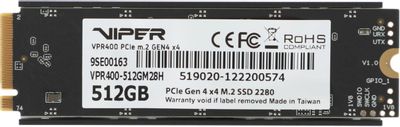 SSD накопитель Patriot Viper VPR400 VPR400-512GM28H 512ГБ, M.2 2280, PCIe 4.0 x4,  NVMe,  M.2