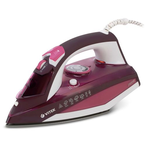 Утюг Vitek Luxure 1215-VT-03, с паровым ударом, 2400Вт, с автоотключением, бордовый и белый