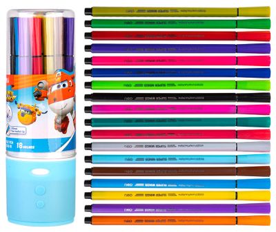 Фломастеры Deli Super Wings EC150-18, 18 цв., пластиковая туба – купить ...