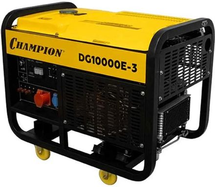 Дизельный генератор CHAMPION DG10000E-3, 380/220 В, 11кВт, на колёсах с АКБ