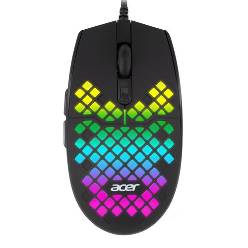 Мышь проводная Acer OMW134, игровая, оптическая, USB, 6400dpi, черный [zl.mceee.018]
