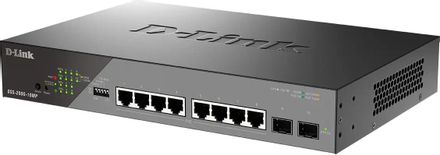 Коммутатор D-Link DSS-200G-10MP/A1A, настраиваемый, 8 RJ-45, 10/100/1000 Мбит/с