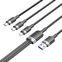Изображение товара Кабель VENTION CTRBG Lightning USB Type-C micro USB 1.5м в оплетке черный