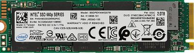 SSD накопитель Intel 660P SSDPEKNW020T8X1 2ТБ, M.2 2280, PCIe 3.0 x4,  NVMe [ssdpeknw020t8x1 978351]