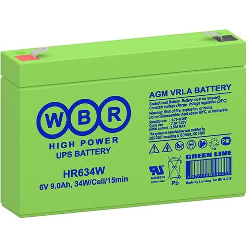 Аккумуляторная батарея WBR HR634W для ИБП, 6В, 9Ач [hr634w wbr]