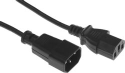 Изображение товара Кабель-удлинитель питания Buro IEC C13 (прямой) -  IEC C14 (прямой),  3x0.35 мм2,  3м,  пакет,  черный [an23-1008-3]