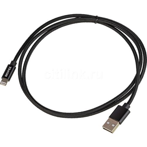 Кабель Lightning (m) - USB (m), 1м, 2.4A, черный