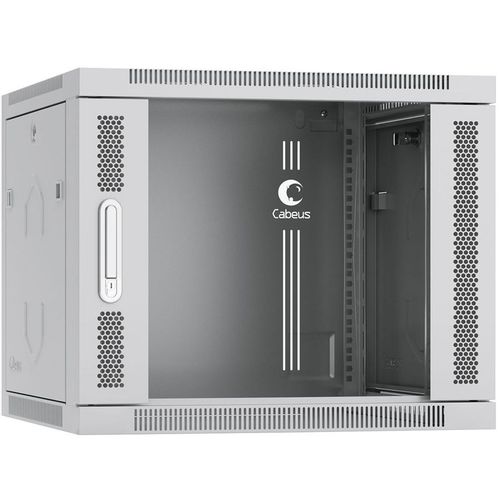 Шкаф коммутационный CABEUS SH-05F-9U60/35 настенный, стеклянная передняя дверь, 9U, 600x501x350 мм