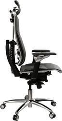 Кресло МЕТТА Y 4DT L2-10D - Genuine, кожа, до 150кг, черный/бежевый
