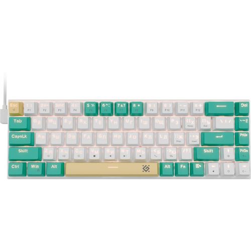 Клавиатура Defender Vexx Pro GK-084, проводная, USB, механическая, белый/зеленый [45084]