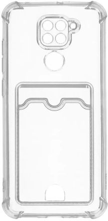 Чехол (клип-кейс) ZIBELINO Silicone Card Holder, для Xiaomi Redmi Note 9, прозрачный [zsch-xmi-not9-cam-trn]