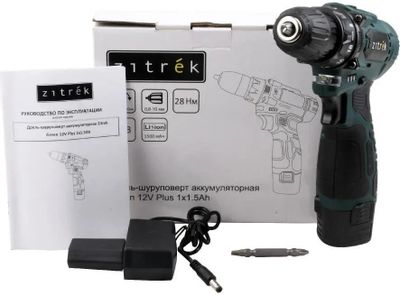 Дрель-шуруповерт ZITREK Green 12V Plus, 1.5Ач, с одним аккумулятором ...