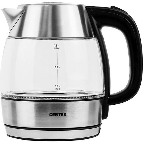 Чайник электрический CENTEK CT-0018, 1.2л, стекло/металл/пластик