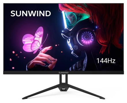 27" Монитор SunWind SUN-M27BA108, 2560x1440, IPS, 144Гц, 3хHDMI, 1хDP, черный