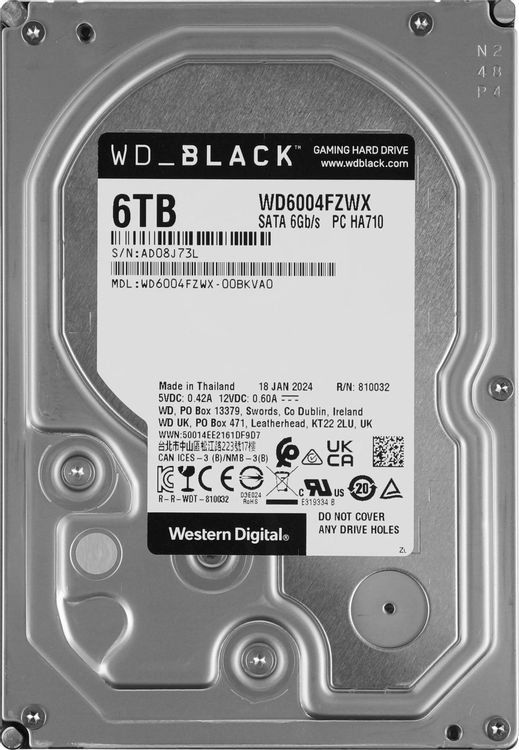 Жесткий диск WD Black WD6004FZWX, 6ТБ, HDD, SATA III, 3.5