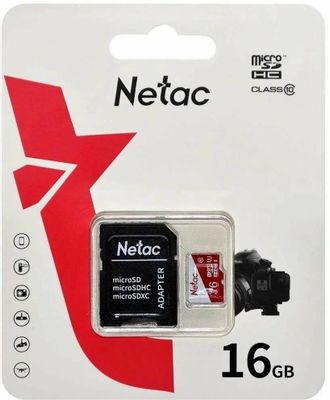 Карта памяти microSDHC UHS-I U1 NETAC P500 Eco 16 ГБ, 90 МБ/с, Class 10 ...