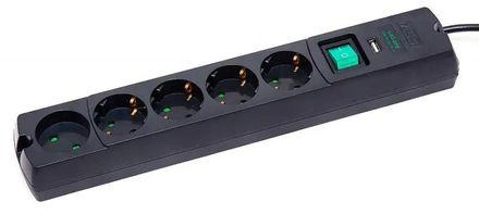 Сетевой фильтр Most LRG-USB, 1.7м, черный [lrg-usb 5-1.7bk]