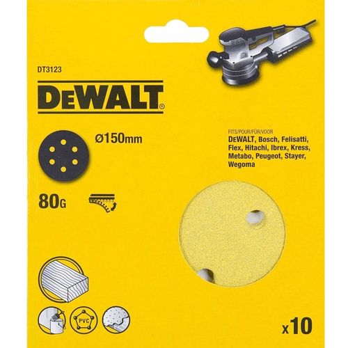 Круг шлифовальный DeWALT DT3123-QZ, по дереву, металлу, 150мм, 10 шт.