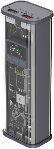 Внешний аккумулятор (Power Bank) Deppa NRG Chrystal,  20000мAч,  серый [33645]